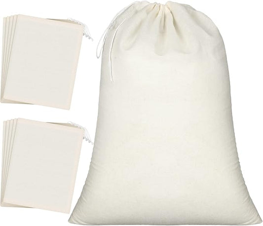 Pangda 20 Pcs Muslin Bags 8x10 Inches, Cloth Bags with Cotton Drawstring Fabric Gift Storage Pouches Bulk Sachet for Teas, Soaps, Candy, Jewelry, Wedding Party Favors DIY Craft and Home Decor by Pangda