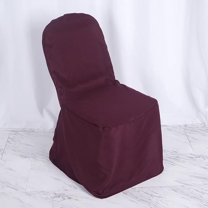 Efavormart 20PCS Round Top Burgundy Polyester Banquet Chair Covers Linen Dinning Chair slipcover for Wedding Party Event Catering - Image 8