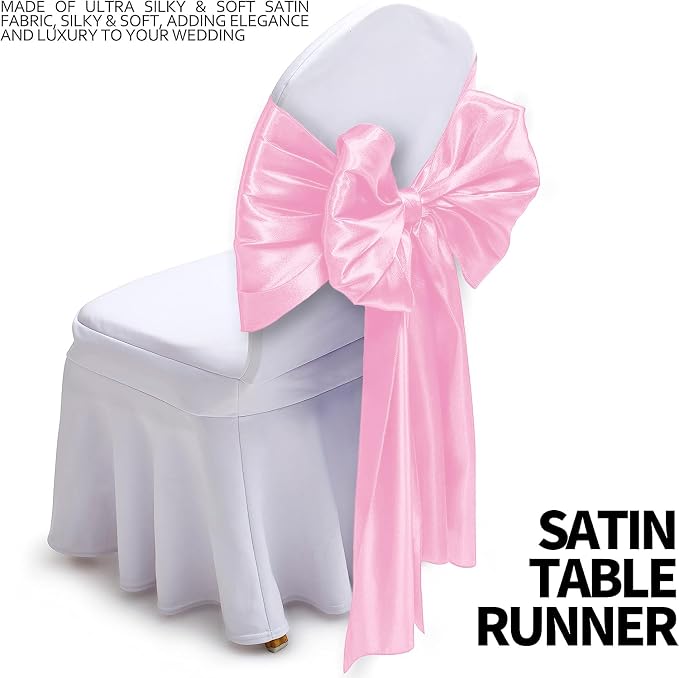 SI Pack of 5 Wedding 12 x 108 inch Satin Table Runner for Wedding, Decorations for Graduations, Engagements, Birthday Parties, Banquets, Runners fit Rectangle, Round Table - Pink - Image 3