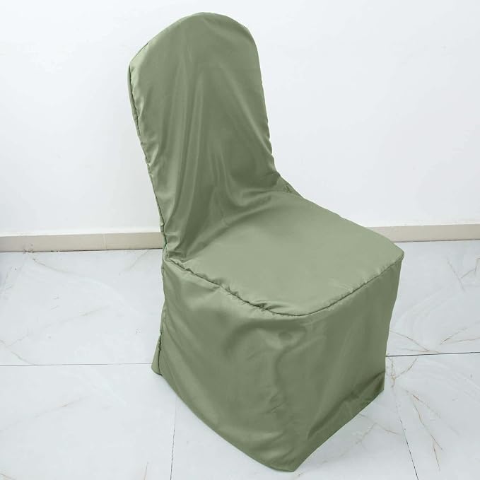 Efavormart 30PCS | Round Top Eucalyptus Sage Green Polyester Banquet Chair Covers Linen Dinning Chair slipcover for Wedding Party Event Catering - Image 7