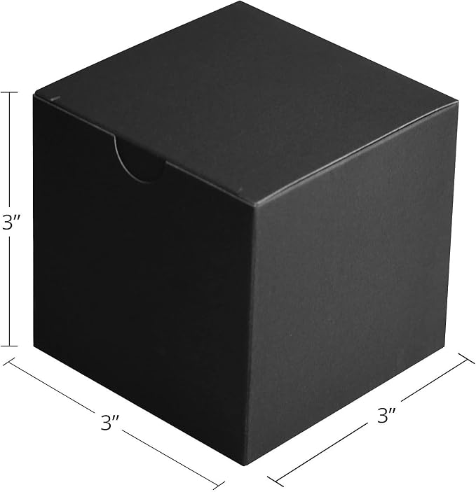Small Black Gift Boxes 3x3x3 Black Kraft Paper Boxes for Gifts, Party Favors, Showers, Crafts, Candy Boxes, 100 Pack, Matte Black, 3 x 3 x 3 inches - Image 2