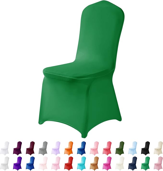 Spandex Chair Covers, 12PCS, Washable Protector for Living Room, Party, Banquet, Wedding, Hotel (Emerald) by AlGaiety