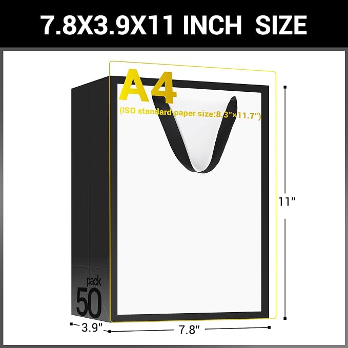 EUSOAR Paper Bags with Handles, 50pcs 7.8"x3.9"x11" Kraft Gift Wrap Bags Medium Size, Merchandise Grocery Craft Retail Shopping Wedding Birthday Holiday Party Favor Thank You Paper Bags Sacks - Image 2
