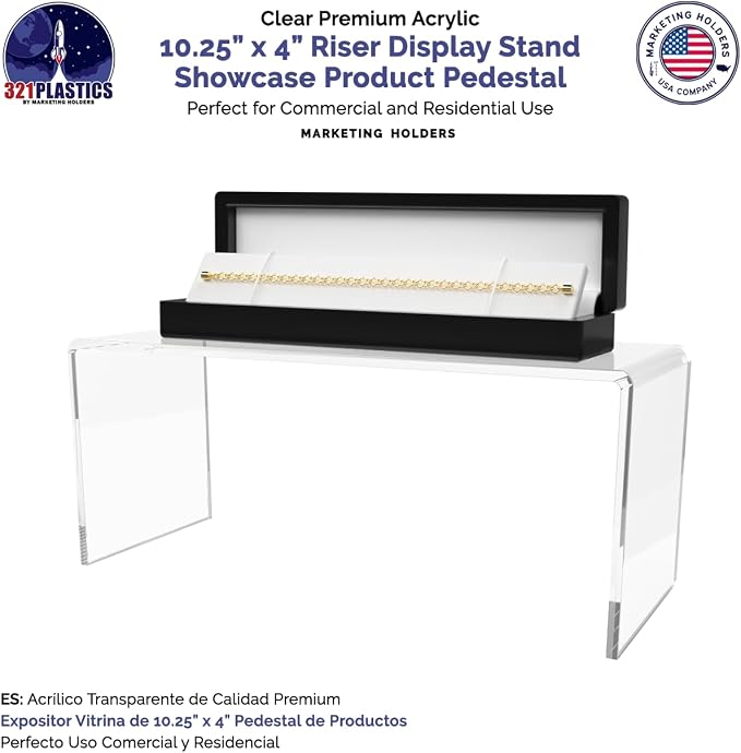 Marketing Holders 6 Pack Clear Acrylic Riser Stand 10” Wide x 4" Deep Display Riser to Organize Retail Countertops Merchandise Showcase Fixture Counter or Tabletop Platform - Image 4