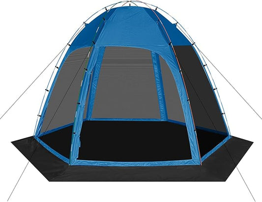Screen Tent with Removable Floor, Siebwin 11.8'x11.8' Six-Sided Gazebos with Mosquito Netting Sunproof Outdoor Canopy Tent for 6-8 People Family Backyard Party Outside Activities, Blue