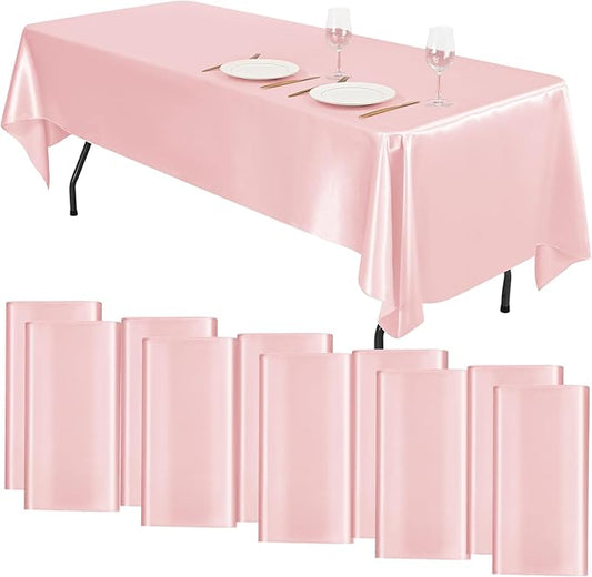 YMHPRIDE 10 Packs Satin Tablecloth 108 x 57 inch Rose Gold Rectangular Tablecloths, Overlay Satin Table Cover Bright Silk Tablecloth Smooth Fabric Table Decoration for Wedding Party Banquet Events