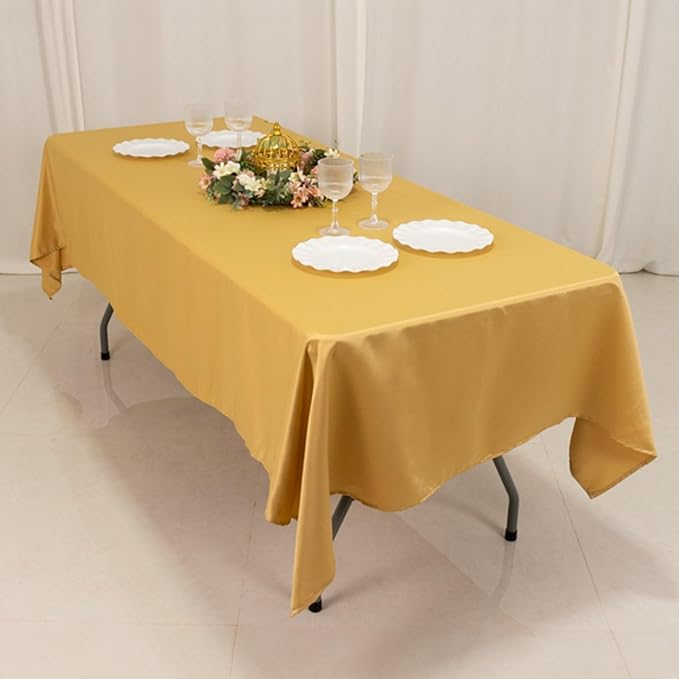 Efavormart Champagne Seamless Lamour Satin Rectangle Tablecloth - 60"x102"