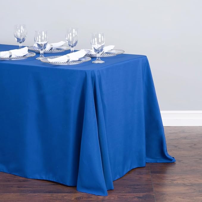 LinenTablecloth 90 x 156-Inch Rectangular Polyester Tablecloth Royal Blue - Image 2