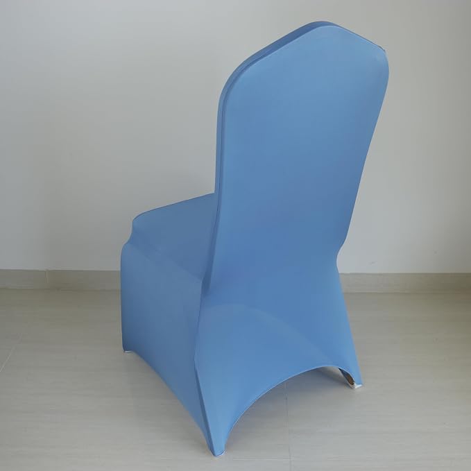30 80 100Pieces White Wedding Chair Covers Stretch Polyester Spandex for Wedding Party Banquet Seat Covers (Lake Blue, 10PCS) - Image 4