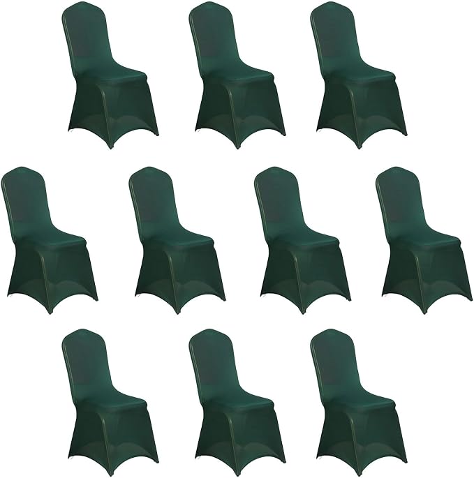Efavormart 10 Pack Hunter Emerald Green Spandex Fitted Banquet Chair Covers, Reusable Stretched Slip On Chair Covers by efavormart