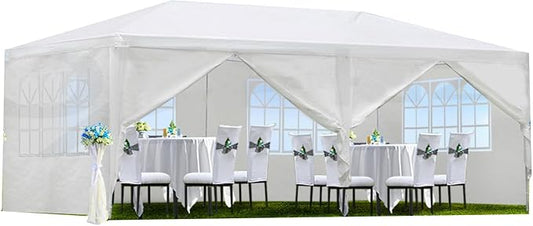 10' X 20' Outdoor Wedding Party Tent Canopy Tent with 6 Removable Sidewalls, Heavy Duty Waterproof Gazebo Patio Shelter for BBQ Camping Party Cater Events