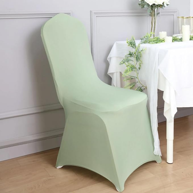 Efavormart 10 PCS Spandex Stretch Sage Green Chair Covers Universal Banquet Chair Covers for Party Dining with Foot Pockets Washable Wedding Chair Slip Covers for Outdoor - Image 2