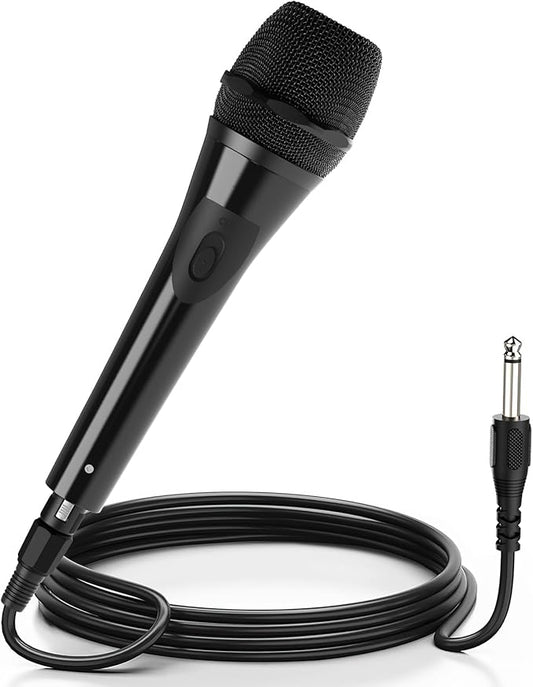 Dynamic Wired Microphone, 6.35mm Cardioid Karaoke Mic for Professional Setting, Handheld Vocal Microphone for Karaoke Machine, PA System, Stage, Speech, Party Events
