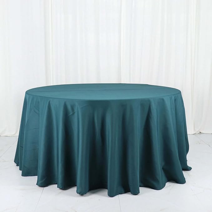 Tableclothsfactory 5PCS | 120" Wholesale Round Tablecloth Polyester Round Table Linens for Wedding Party Banquet Restaurant - Peacock Teal for Party & Decorations - Image 7