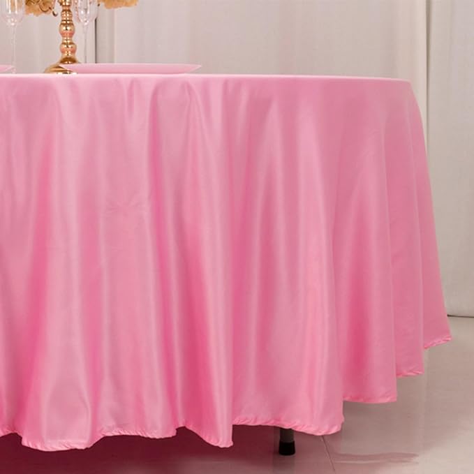 Efavormart Pink Seamless Lamour Satin Round Tablecloth - 108"