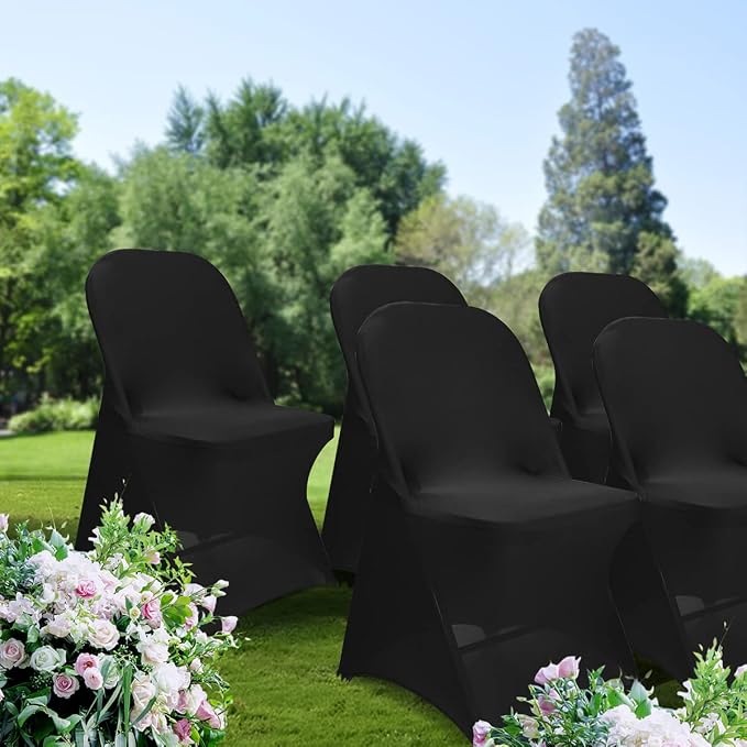Babenest Stretch Spandex Folding Chair Covers for Wedding, 100PCS Black | Upgraded Universal Washable, Fitted Chair Slipcovers Protector for Holidays, Banquet, Party, Easter Celebration - Image 8