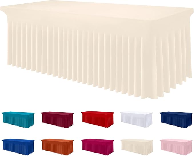 Smiry Spandex Elastic Fitted Table Cloth Skirt for 4FT Rectangle Table by Smiry