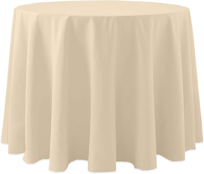 Ultimate Textile 90-Inch Round Cotton-Feel Tablecloth, Tan, 5 Pack by UltimateTextile