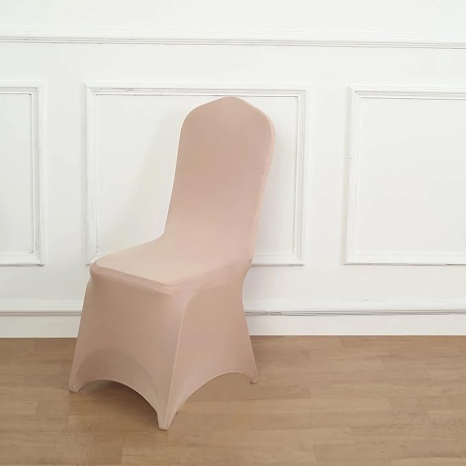 Efavormart 10 PCS Spandex Stretch Nude Chair Covers Universal Banquet Chair Covers for Party Dining with Foot Pockets Washable Wedding Chair Slip Covers for Outdoor - Image 8