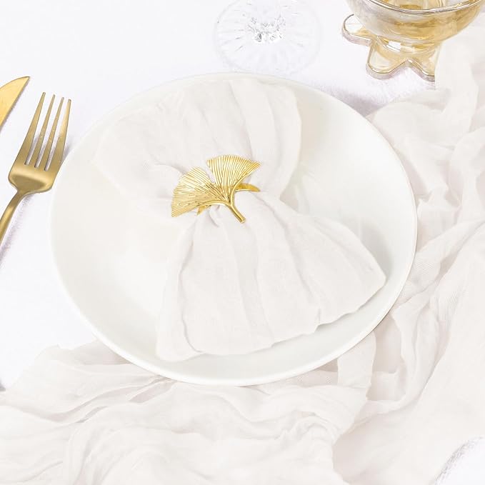 DeZerlor Ivory White Washable Cheesecloth Napkins Set of 12 for Party | Reusable Summer Cloth Napkins Bulk, for Wedding Bridal Baby Shower Dinner Cocktail Birthday Home, 21x21 Inches - Image 3