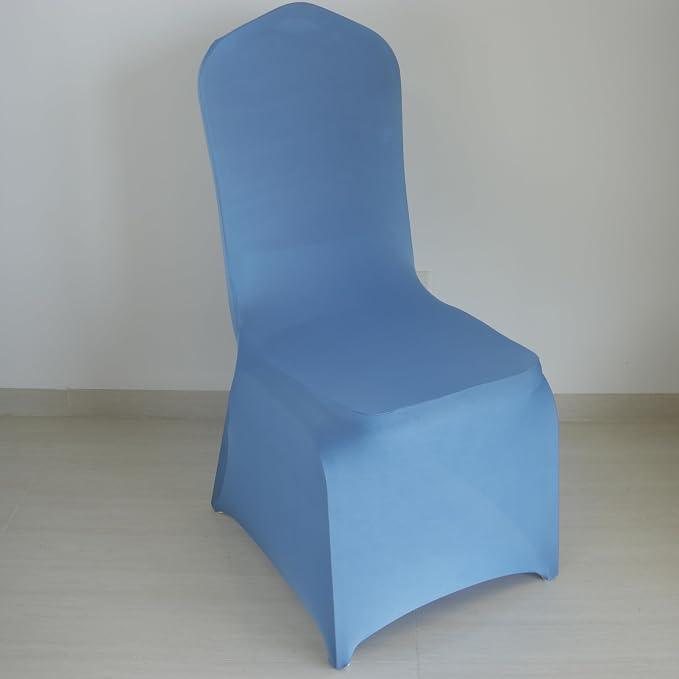 30 80 100Pieces White Wedding Chair Covers Stretch Polyester Spandex for Wedding Party Banquet Seat Covers (Lake Blue, 10PCS) - Image 3