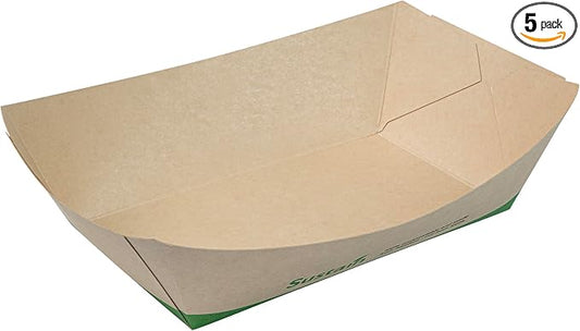 Restaurantware Paper Food Boat 50 Pack 2 lb Leak-Resistant Disposable Boat Tray Appetizer Serving Tray Durable Kraft Ideal For Rustic Food Presentation by Restaurantware