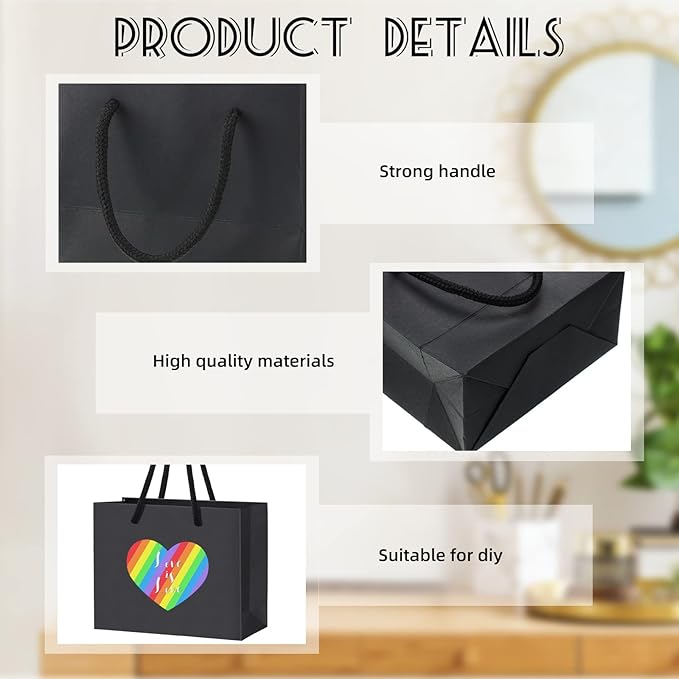 Honoson 100 Pcs Thicken Black Mini Gift Bags with Handles Gift Card Bags | 4.7 x 3.9 x 2.4 Inch, Small Paper Goodie Shopping Bags for Small Business, Party Wedding Gift Wrap Christmas - Image 3