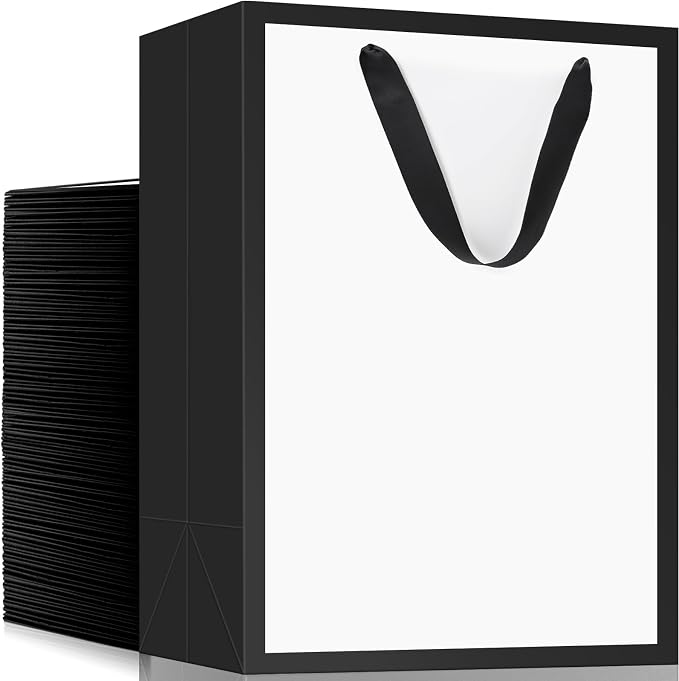 EUSOAR Paper Bags with Handles, 50pcs 7.8"x3.9"x11" Kraft Gift Wrap Bags Medium Size, Merchandise Grocery Craft Retail Shopping Wedding Birthday Holiday Party Favor Thank You Paper Bags Sacks by EUSOAR