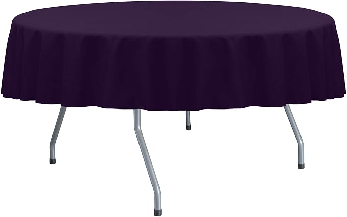 Ultimate Textile 72-Inch Round Cotton-Feel Tablecloth, Purple, 3 Pack by UltimateTextile