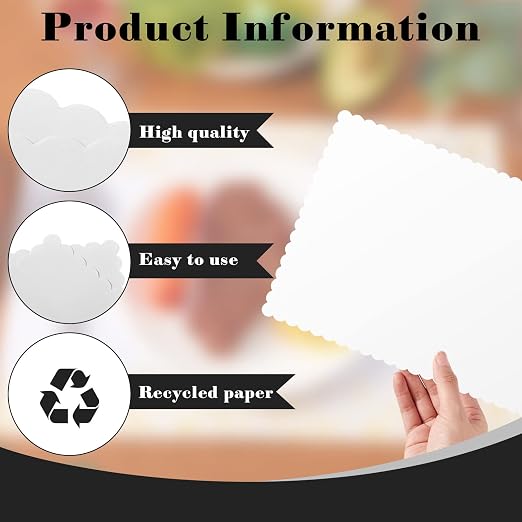 Sabary 500 Pcs White White Disposable Paper Placemats Bulk Scalloped Edge 14.6 x 10.2 Inches Blank Paper Place Mats Bulk Party Blank Table Mat for Adults Holiday Dinning Table Decor - Image 3