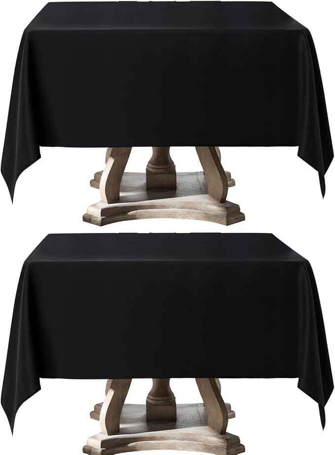 2 Pack Black Square Tablecloths 52x52 Inch for Dining Tables | Washable Decorative Linen Polyester Table Cover for Banquets Buffets Parties and Weddings by AOCOZHomeLifeMuseum