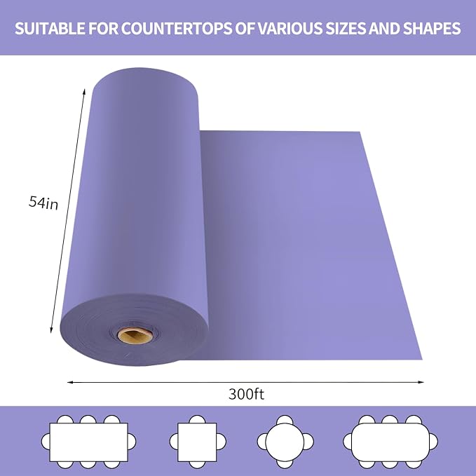 CXPSINC 54 Inch X 300 Feet Plastic Table Cover Roll Disposable Tablecloth with Slide Cutter for All Type/Shape Tables | Party, Banquet, Birthdays, Weddings(Purple, 300 Feet) - Image 2