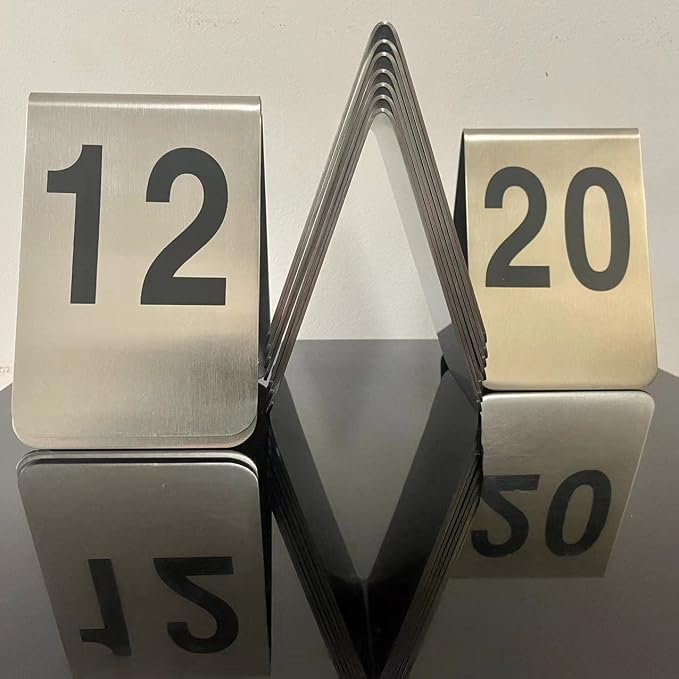 Metal Place Cards Stackable Tent Style Table Numbers,Place Card Holders for TRPG Wedding Party Restaurants Cafes Bars Gatherings Meeting Room Board Games (Black, Large 11-20) - Image 2