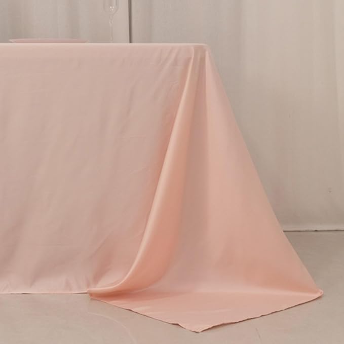Efavormart Blush Seamless Lamour Satin Rectangle Tablecloth - 90"x156" for 8 Foot Table with Floor-Length Drop
