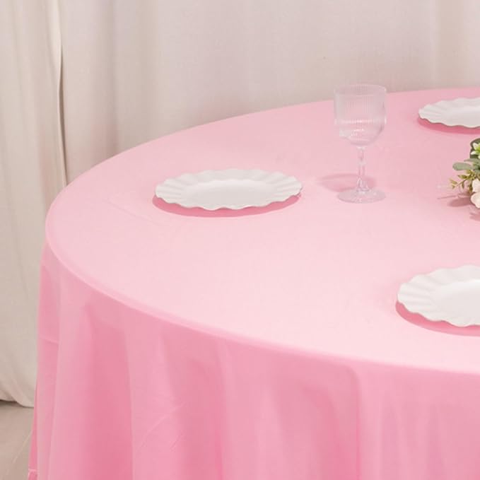 Efavormart Pink Seamless Lamour Satin Round Tablecloth - 108"