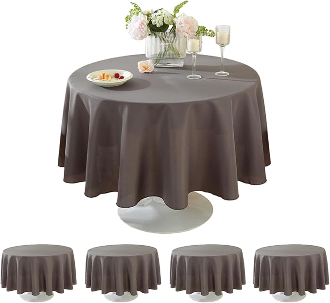 5 Pack Round Tablecloth 70 Inch Charcoal Tablecloth, Polyester Fabric Washable Table Cloth for Home, Party, Wedding or Restaurant Use. by CraftAndParty