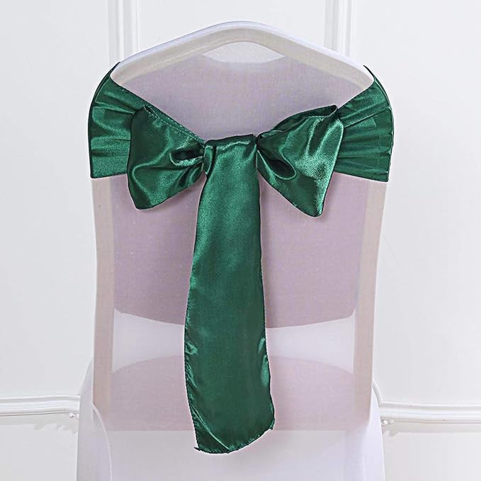Balsa Circle 50 Hunter Green Satin Elegant Chair Cover Bows Sashes Wedding Banquet Decorations Party Supplies Engagement Events Reception - Image 3