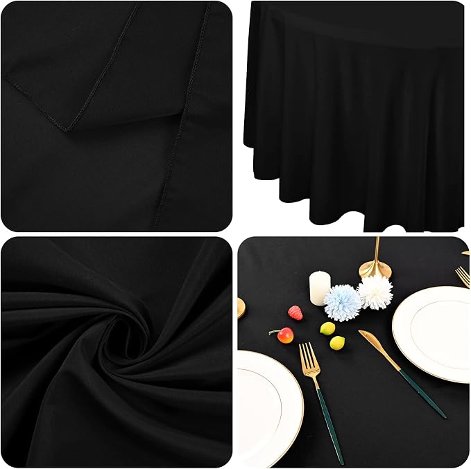 fani 10 Packs Black Round Tablecloth - 120 Inch, Polyester | Table Cloth for Round Tables, Washable Fabric, TableCovers for Wedding, Party, Banquet, Dining Tables, Camping - Image 8