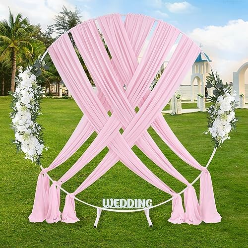 Pink Sheer Backdrop Curtains 6 Yards Chiffon Fabric Drapes Backdrop 6 Panels for Wedding Ceremony Party Ceiling Reception Decoration - Image 2