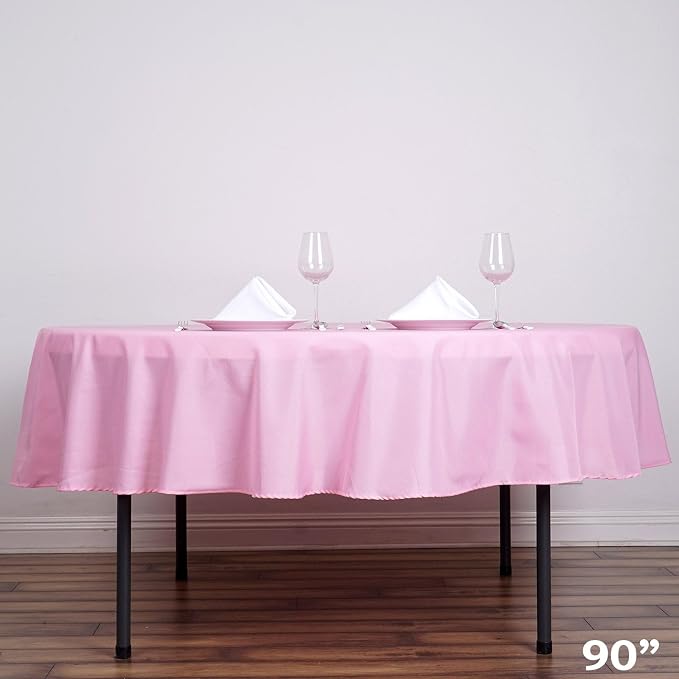 Balsa Circle 6 pcs 90 inch Pink Round Washable Polyester Easy-Care Tablecloth for Indoor and Outdoor Bridal Shower Wedding Table Buffet Table Parties Kitchen Dining - Image 7