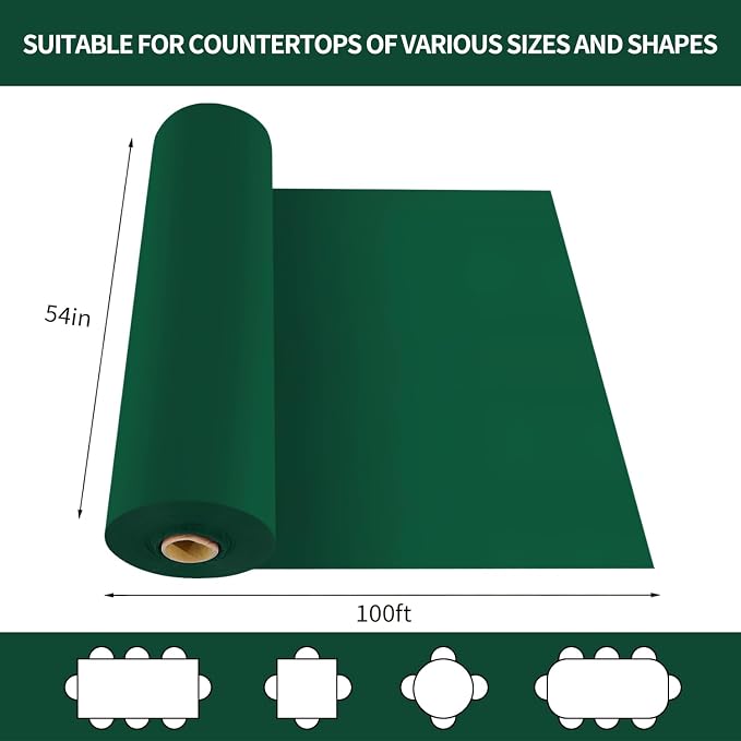 CXPSINC 54 Inch X 100 Feet Plastic Table Cover Roll Disposable Tablecloth with Slide Cutter for All Type/Shape Tables | Party, Banquet, Birthdays, Weddings(Green, 100 Feet) - Image 2