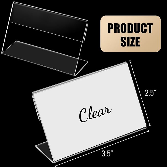 Vicenpal 3.5 x 2.5 Inches Small Acrylic Sign Holder for Office,100 Pcs - Image 2