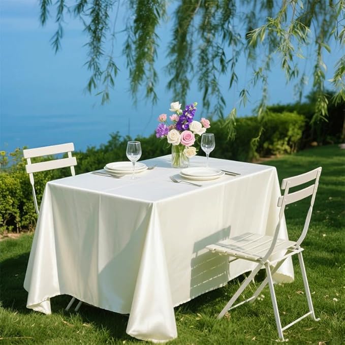 1 Pack Satin Table Cover Rectangle Silkly Soft Table Cloth, Satin Dining Table Cloths for Wedding Banquet Table Decoration, Dining Room, Indoor and Outdoor Use, 60x120 Inches,