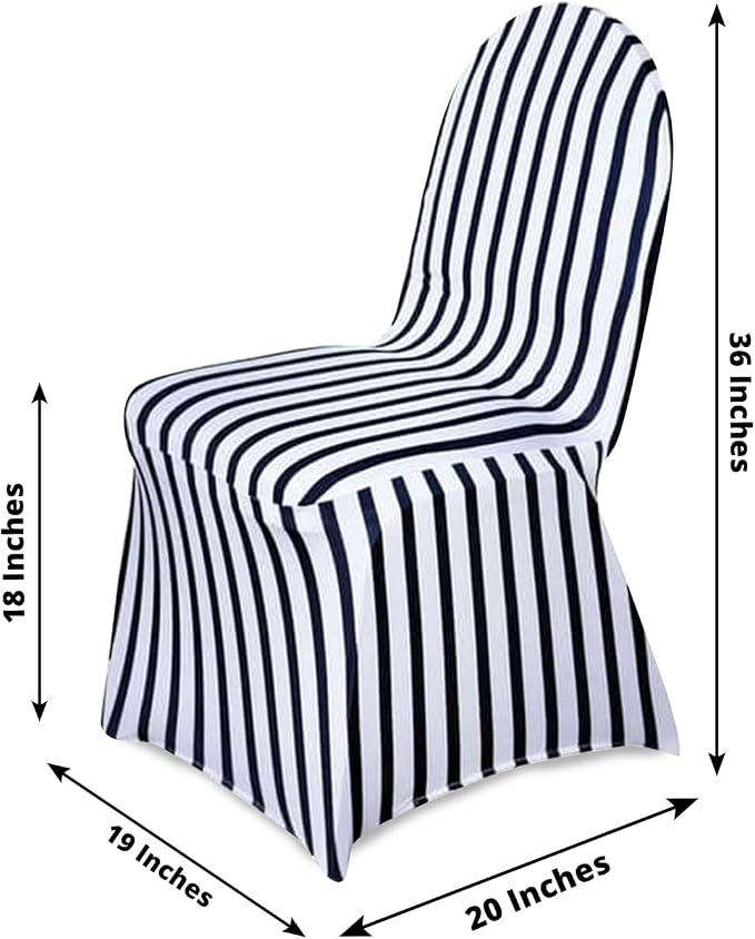 Efavormart 20 PCS Black/White Striped Spandex Stretch Banquet Chair Covers for Party Dining Wedding with Foot Pockets Washable Slipcovers for Outdoor Events - Image 6