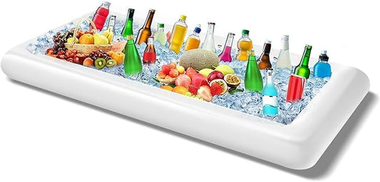 Inflatable Ice Serving Buffet Bar with Drain Plug - BBQ Picnic Pool Party Supplies Buffet Salad Food & Drinks Tray for Party Picnic & Camping (Pack of 1, 53 x 25.6 inches)