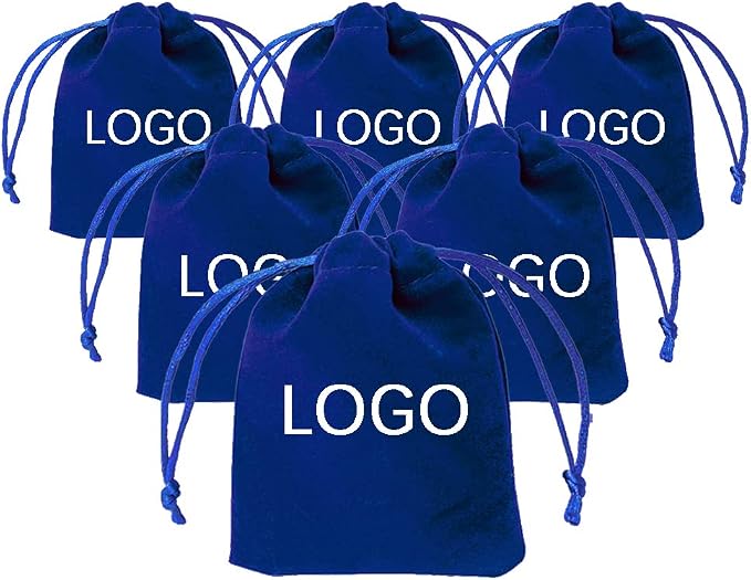 TOPTIE 50Pcs Custom Velvet Gift Bags 2.8x3.6 Inch with Your Logo Printed | Small drawstring jewelry pouches, personalized items for wedding, party, event & gift wrap, dices collection by TOPTIE