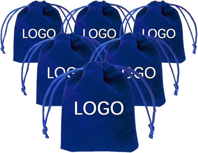 TOPTIE 50Pcs Custom Velvet Gift Bags 4x6 Inch with Your Logo Printed | Small drawstring jewelry pouches, personalized items for wedding, party, event & gift wrap, dices collection by TOPTIE