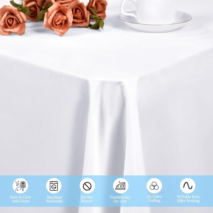 12 Pack White Tablecloths for 6ft Tables-60 x 102 Inch | Polyester Table Cover, Stain and Wrinkle Resistant Washable Fabric Table Cloth, Perfect for Wedding Banquet Parties - Image 4