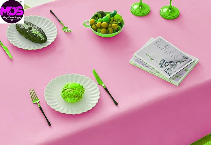 MDS Pack of 10 Rectangle Tablecloth 70 x 120 Inch Polyester Wrinkle Resistant Washable Polyester Table Cloth for Kitchen Dining Buffet Parties, Picnic, Events, Weddings and Restaurants - Pink - Image 2