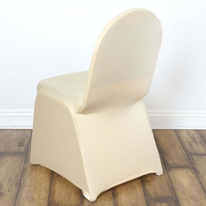 Efavormart Spandex Stretch Champagne Chair Covers 50 PCS Universal Banquet Chair Covers for Party Dining with Foot Pockets Washable Wedding Chair Slip Covers for Outdoor - Image 3